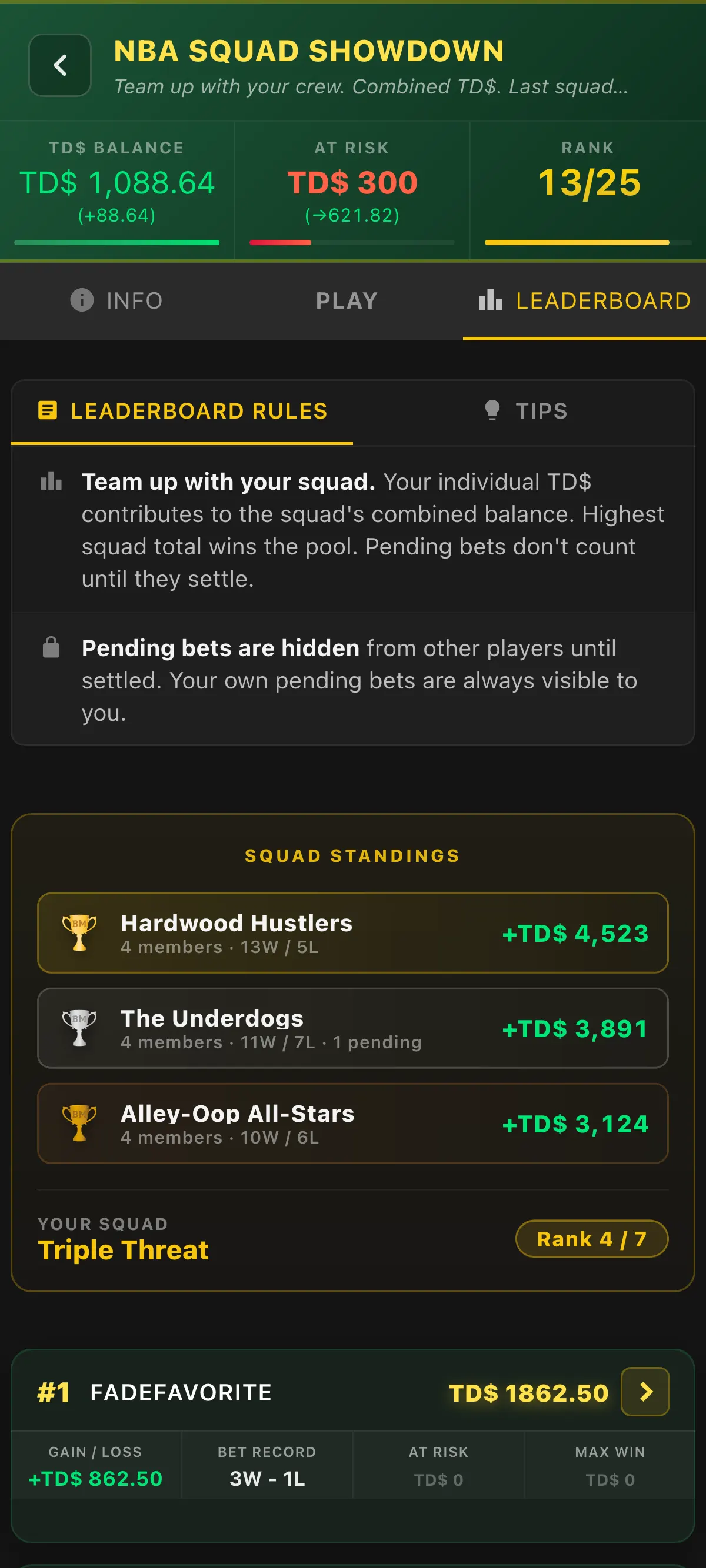 Bet Max Squads game mode screen